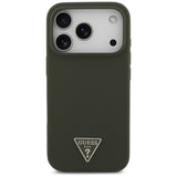 Husa pentru iPhone 17 Pro, Guess Silicone Triangle Logo MagSafe (GUHMP17LSCTRLMA), kaki