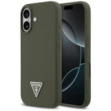 Husa pentru iPhone 17, Guess Silicone Triangle Logo MagSafe (GUHMP17SSCTRLMA), kaki