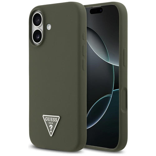 Husa pentru iPhone 17, Guess Silicone Triangle Logo MagSafe (GUHMP17SSCTRLMA), kaki