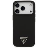 Husa pentru iPhone 17 Pro Max, Guess Silicone Triangle Logo MagSafe (GUHMP17XSCTRLMK), negru