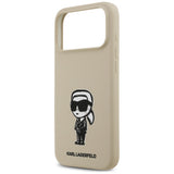 Husa pentru iPhone 17 Pro Max, Karl Lagerfeld Silicone Sketch & Logo (KLHMP17XSKIGROW), bej