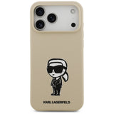 Husa pentru iPhone 17 Pro Max, Karl Lagerfeld Silicone Sketch & Logo (KLHMP17XSKIGROW), bej