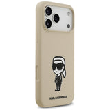 Husa pentru iPhone 17 Pro Max, Karl Lagerfeld Silicone Sketch & Logo (KLHMP17XSKIGROW), bej