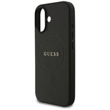 Husa pentru iPhone 17, Guess Grained Gold Ring MagSafe (GUHMP17SPGHSMMK), negru
