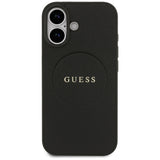 Husa pentru iPhone 17, Guess Grained Gold Ring MagSafe (GUHMP17SPGHSMMK), negru