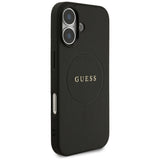 Husa pentru iPhone 17, Guess Grained Gold Ring MagSafe (GUHMP17SPGHSMMK), negru