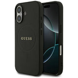 Husa pentru iPhone 17, Guess Grained Gold Ring MagSafe (GUHMP17SPGHSMMK), negru