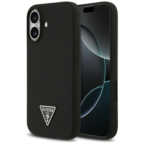 Husa pentru iPhone 17, Guess Silicone Triangle Logo MagSafe (GUHMP17SSCTRLMK), negru