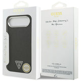 Husa pentru iPhone 17 Air, Guess Glitter Triangle Logo MagSafe (GUHMP17MPFGTSCMK), negru