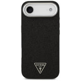 Husa pentru iPhone 17 Air, Guess Glitter Triangle Logo MagSafe (GUHMP17MPFGTSCMK), negru