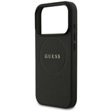 Husa pentru iPhone 17 Pro Max, Guess Grained Gold Ring MagSafe (GUHMP17XPGHSMMK), negru