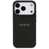 Husa pentru iPhone 17 Pro Max, Guess Grained Gold Ring MagSafe (GUHMP17XPGHSMMK), negru