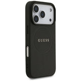 Husa pentru iPhone 17 Pro Max, Guess Grained Gold Ring MagSafe (GUHMP17XPGHSMMK), negru