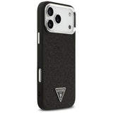 Husa pentru iPhone 17 Pro Max, Guess Glitter Triangle Logo MagSafe (GUHMP17XPFGTSCMK), negru