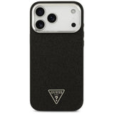 Husa pentru iPhone 17 Pro Max, Guess Glitter Triangle Logo MagSafe (GUHMP17XPFGTSCMK), negru