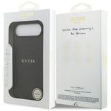 Husa pentru iPhone 17 Air, Guess Grained Gold Ring MagSafe (GUHMP17MPGHSMMK), negru
