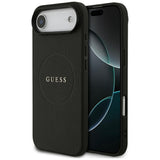 Husa pentru iPhone 17 Air, Guess Grained Gold Ring MagSafe (GUHMP17MPGHSMMK), negru