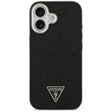 Husa pentru iPhone 17, Guess Glitter Triangle Logo MagSafe (GUHMP17SPFGTSCMK), negru