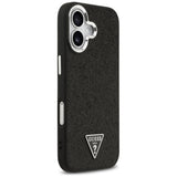 Husa pentru iPhone 17, Guess Glitter Triangle Logo MagSafe (GUHMP17SPFGTSCMK), negru