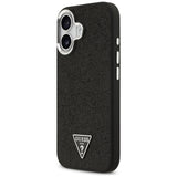 Husa pentru iPhone 17, Guess Glitter Triangle Logo MagSafe (GUHMP17SPFGTSCMK), negru