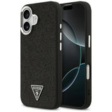 Husa pentru iPhone 17, Guess Glitter Triangle Logo MagSafe (GUHMP17SPFGTSCMK), negru