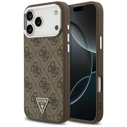 Husa pentru iPhone 17 Pro Max, Guess Hardcase 4G Triangle Logo MagSafe (GUHMP17XP4TSRCMW), maro