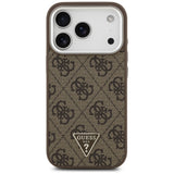 Husa pentru iPhone 17 Pro, Guess Hardcase 4G Triangle Logo MagSafe (GUHMP17LP4TSRCMW), maro