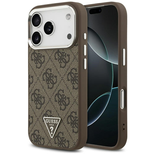Husa pentru iPhone 17 Pro, Guess Hardcase 4G Triangle Logo MagSafe (GUHMP17LP4TSRCMW), maro