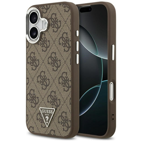 Husa pentru iPhone 17, Guess Hardcase 4G Triangle Logo MagSafe (GUHMP17SP4TSRCMW), maro