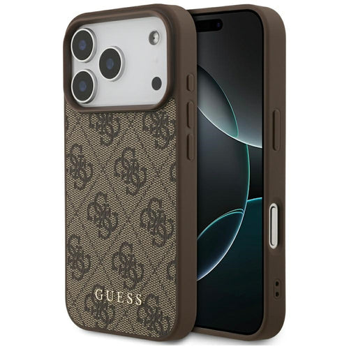 Husa pentru iPhone 17 Pro, Guess Hardcase 4G Classic (GUHCP17LG4GFBR), maro