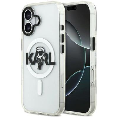 Husa pentru iPhone 17, Karl Lagerfeld IML MagSafe Sketch Logo (KLHMP17SHGKIGKBT), transparenta