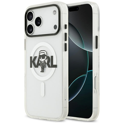 Husa pentru iPhone 17 Pro Max, Karl Lagerfeld IML MagSafe Sketch Logo (KLHMP17XHGKIGKBT), transparenta
