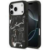 Husa pentru iPhone 17 Pro, Karl Lagerfeld Hardcase Grained Pattern Logo (KLHMP17LPGGRMPK), negru