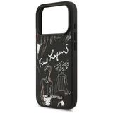 Husa pentru iPhone 17 Pro, Karl Lagerfeld Hardcase Grained Pattern Logo (KLHMP17LPGGRMPK), negru