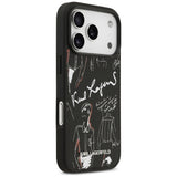 Husa pentru iPhone 17 Pro, Karl Lagerfeld Hardcase Grained Pattern Logo (KLHMP17LPGGRMPK), negru