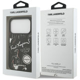 Husa pentru iPhone 17 Pro, Karl Lagerfeld Hardcase Grained Pattern Logo (KLHMP17LPGGRMPK), negru