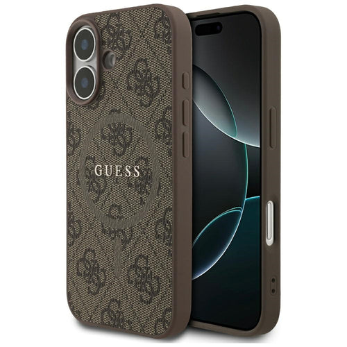 Husa pentru iPhone 17, Guess 4G Ring Classic Logo MagSafe (GUHMP17SG4GFRW), maro