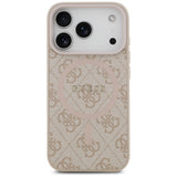 Husa pentru iPhone 17 Pro Max, Guess 4G Ring Classic Logo MagSafe (GUHMP17XG4GFRP), roz