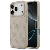 Husa pentru iPhone 17 Pro, Guess 4G Ring Classic Logo MagSafe (GUHMP17LG4GFRP), roz