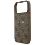 Husa pentru iPhone 17 Pro Max, Guess 4G Ring Classic Logo MagSafe (GUHMP17XG4GFRW), maro
