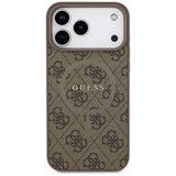 Husa pentru iPhone 17 Pro Max, Guess 4G Ring Classic Logo MagSafe (GUHMP17XG4GFRW), maro