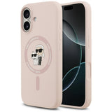 Husa pentru iPhone 17, Karl Lagerfeld Silicone Ring MagSafe (KLHMP17SSCMKCRHP), roz