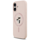 Husa pentru iPhone 17, Karl Lagerfeld Silicone Ring MagSafe (KLHMP17SSCMKCRHP), roz