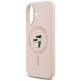 Husa pentru iPhone 17, Karl Lagerfeld Silicone Ring MagSafe (KLHMP17SSCMKCRHP), roz