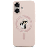 Husa pentru iPhone 17, Karl Lagerfeld Silicone Ring MagSafe (KLHMP17SSCMKCRHP), roz