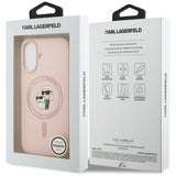 Husa pentru iPhone 17, Karl Lagerfeld Silicone Ring MagSafe (KLHMP17SSCMKCRHP), roz