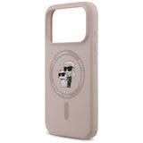 Husa pentru iPhone 17 Pro, Karl Lagerfeld Silicone Ring MagSafe (KLHMP17LSCMKCRHP), roz