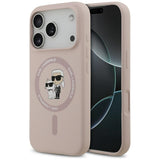 Husa pentru iPhone 17 Pro, Karl Lagerfeld Silicone Ring MagSafe (KLHMP17LSCMKCRHP), roz