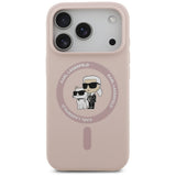 Husa pentru iPhone 17 Pro, Karl Lagerfeld Silicone Ring MagSafe (KLHMP17LSCMKCRHP), roz