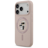 Husa pentru iPhone 17 Pro, Karl Lagerfeld Silicone Ring MagSafe (KLHMP17LSCMKCRHP), roz